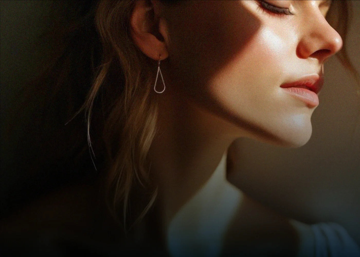 Close-up of a woman's face with soft lighting