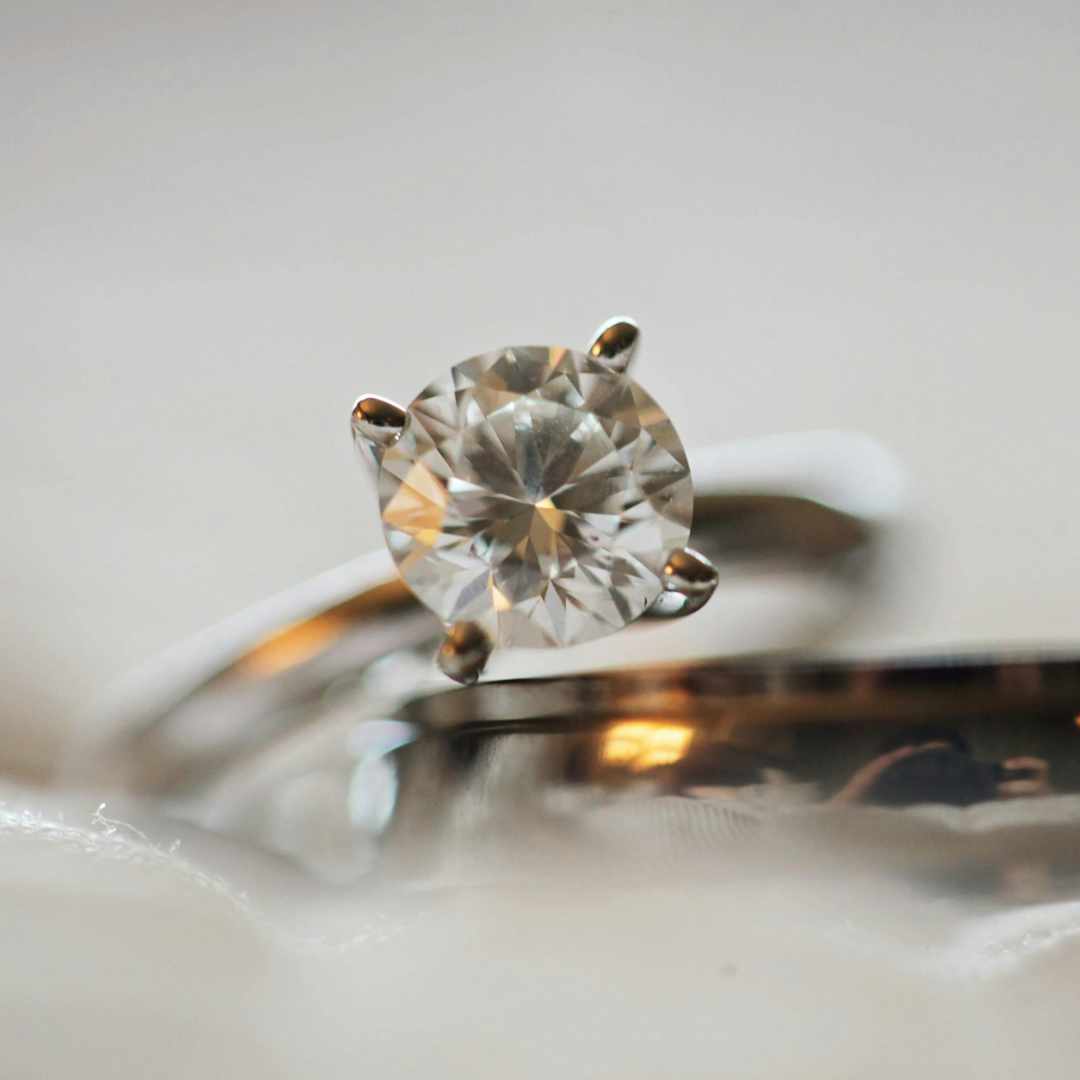 Diamond ring on a light background