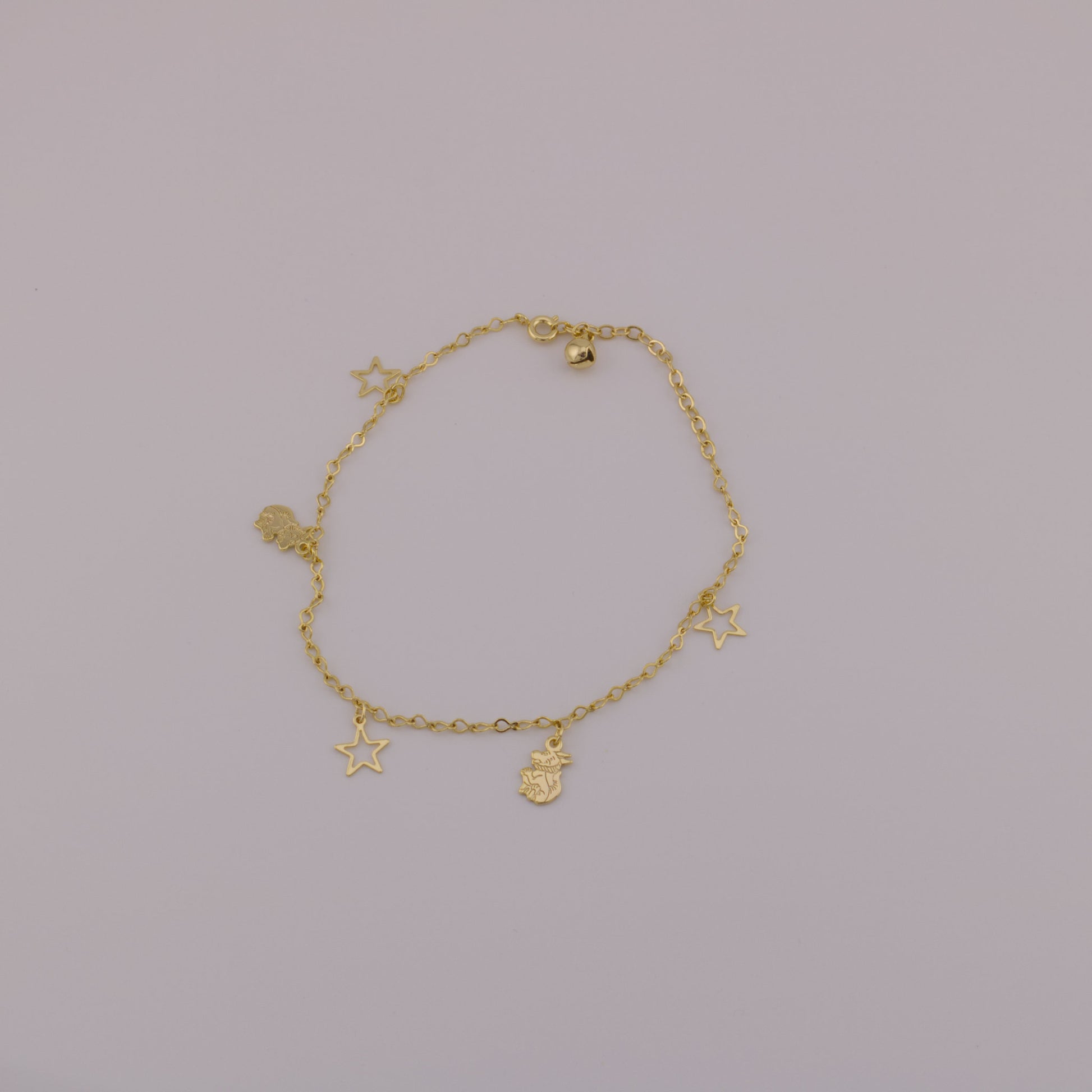Star & Virgin Mary Charm Anklet - 14K Gold-Plated