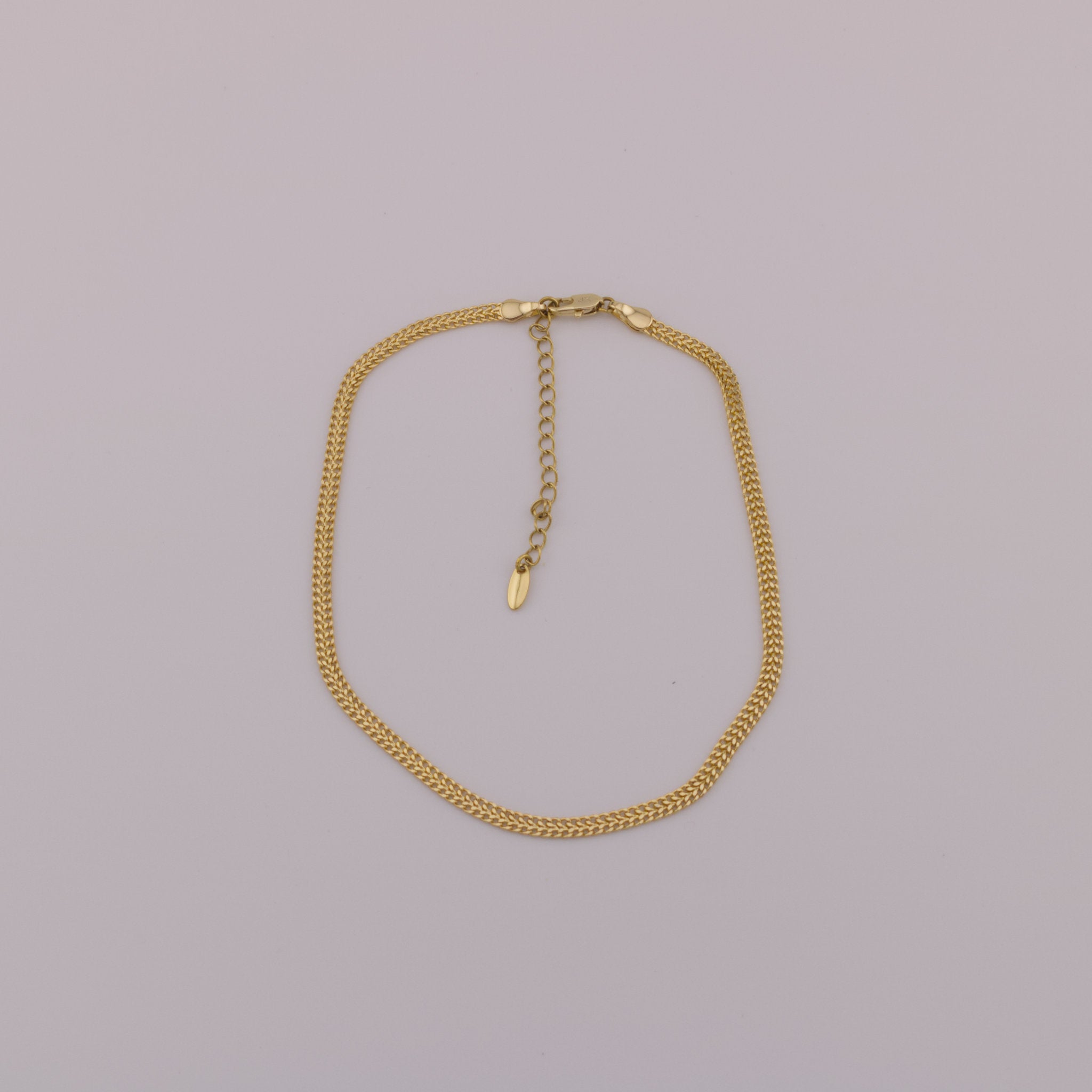 Sleek Herringbone Anklet - 14K Gold-Plated