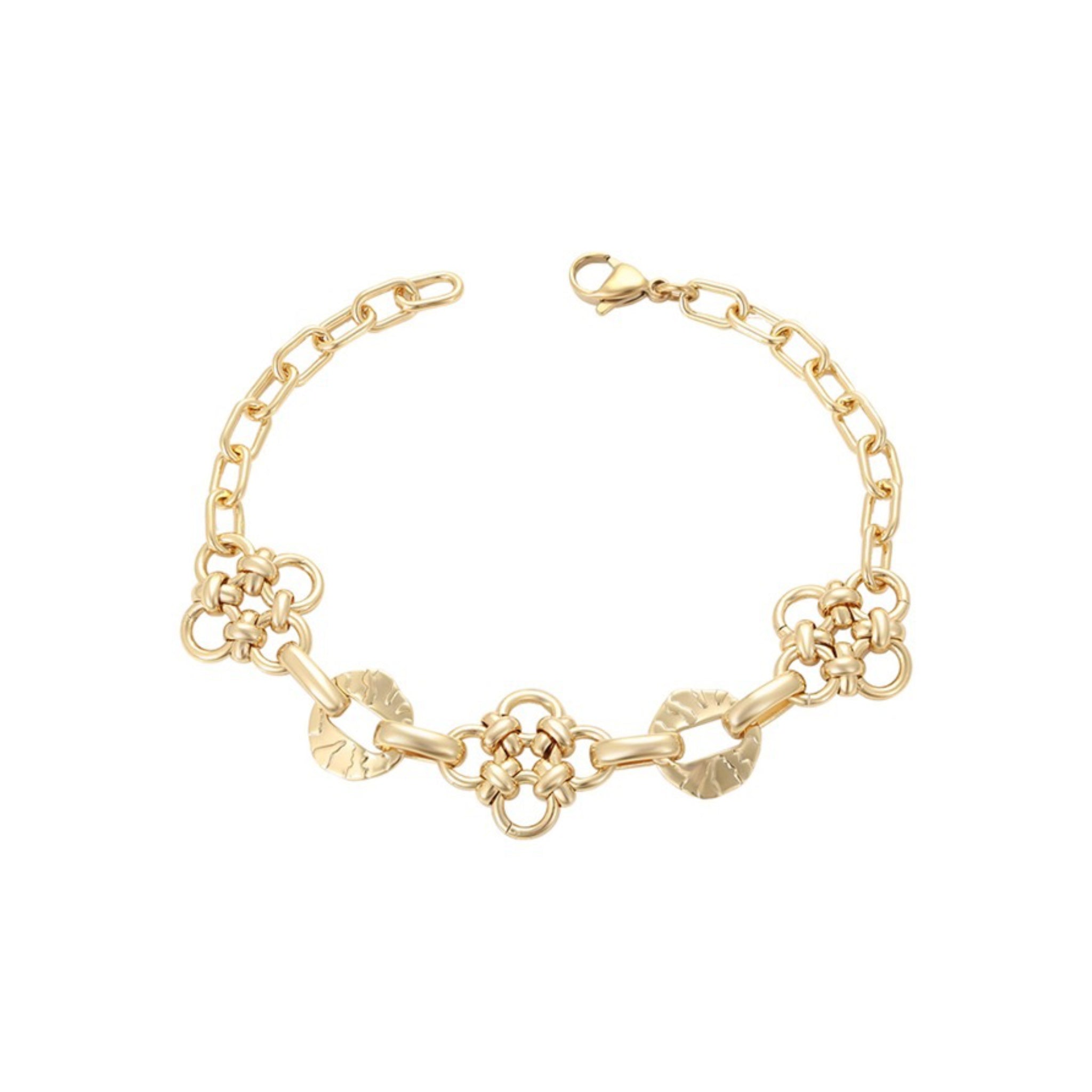 Gold chain bracelet on a white background