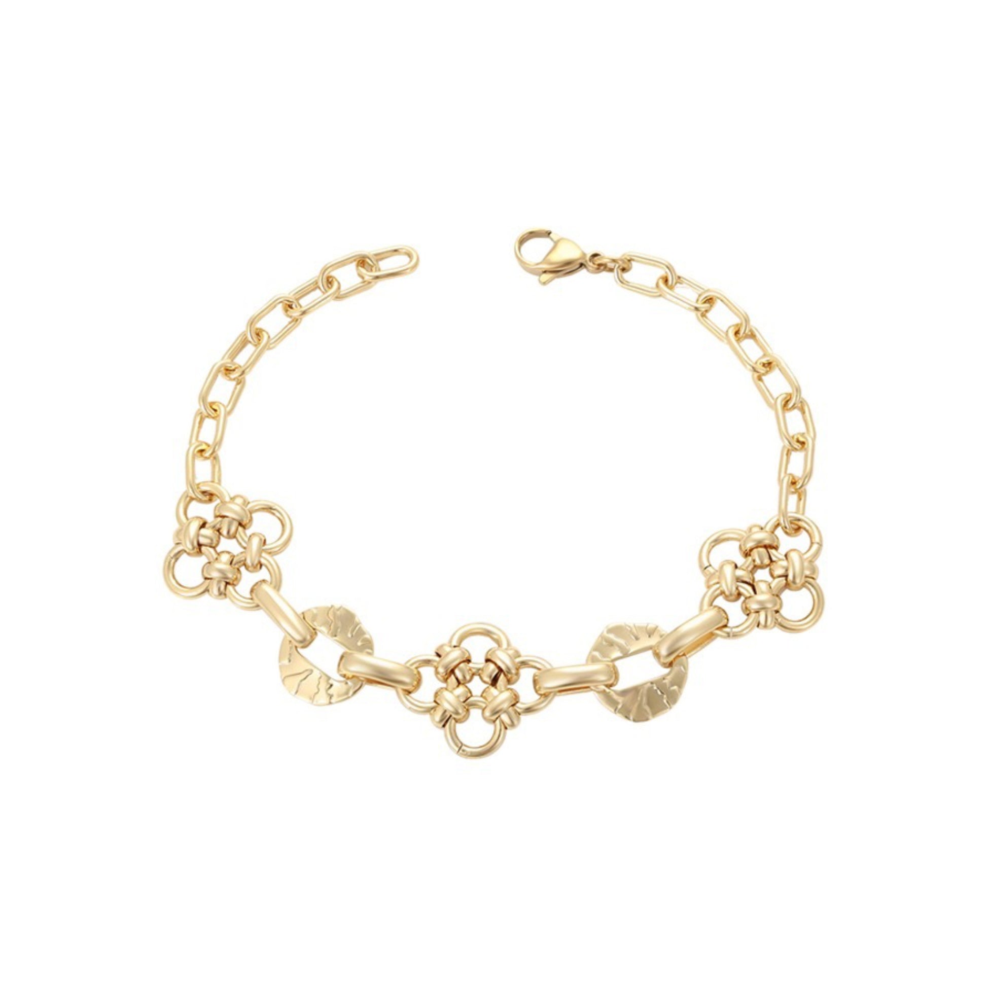 Gold chain bracelet on a white background