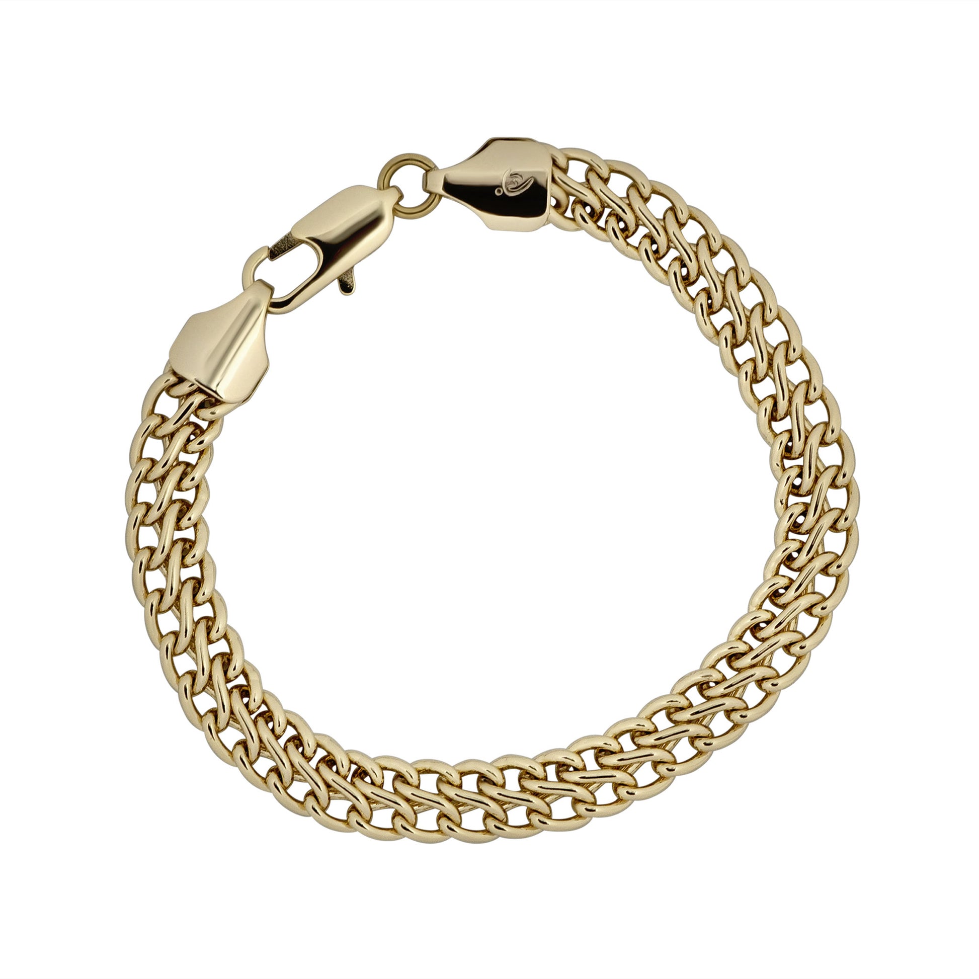 Gold chain bracelet on a white background