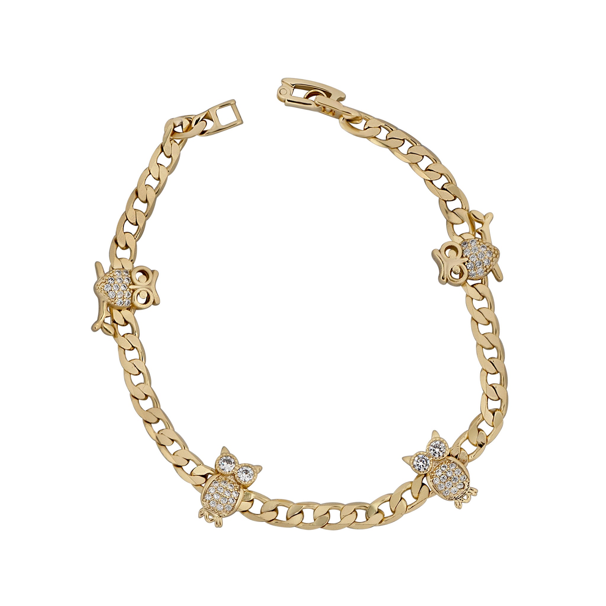 Owl Charm Bracelet - 14K Gold-Plated