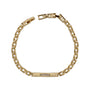 Gold chain bracelet with a clasp on a white background