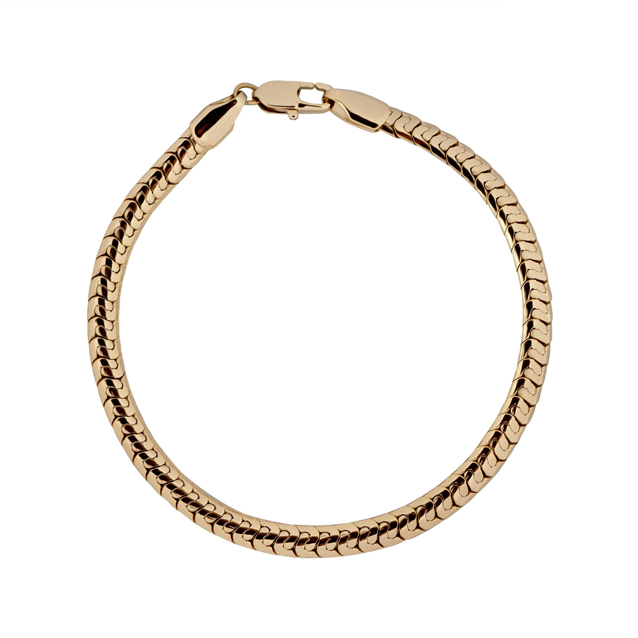 Gold bracelet on a white background