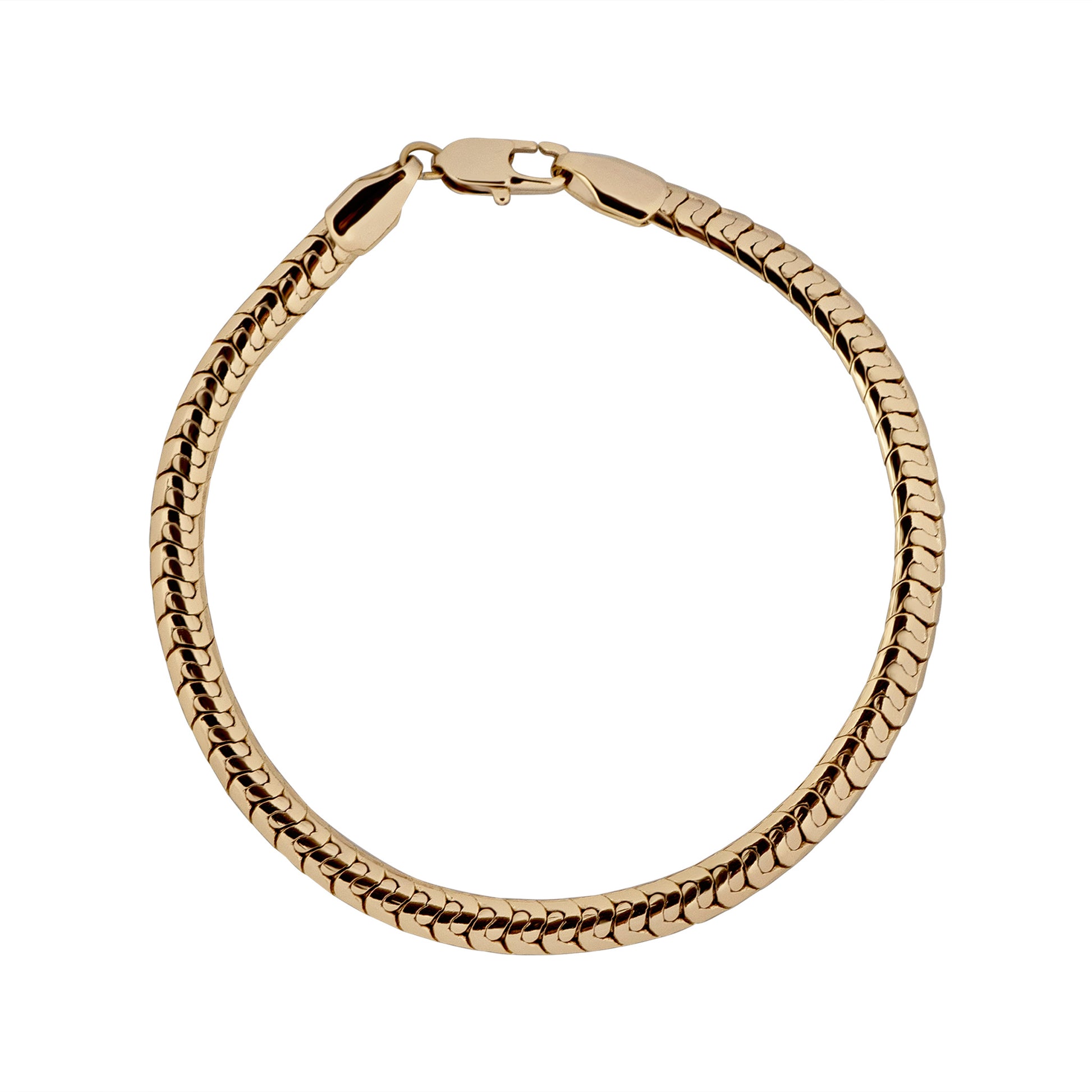 Gold bracelet on a white background