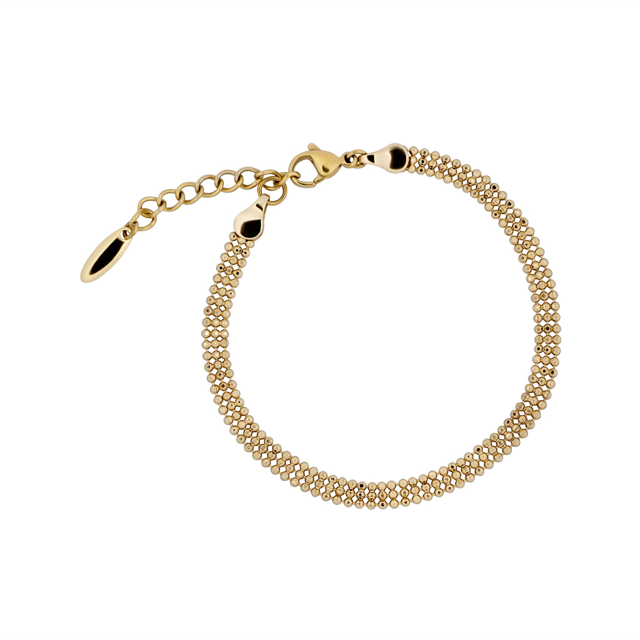 Gold bracelet on a white background