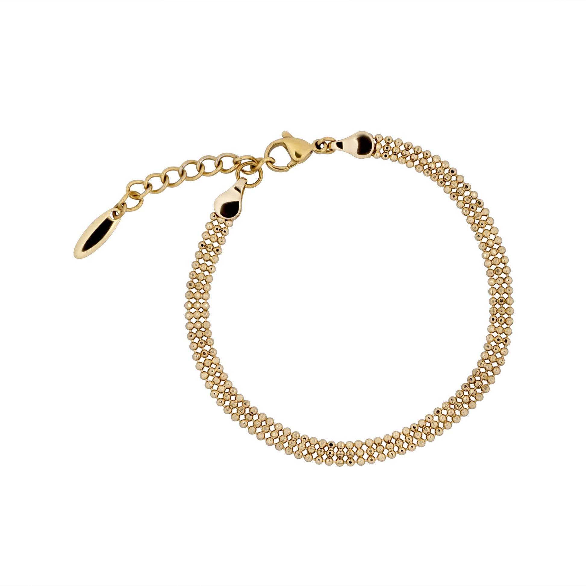 Gold bracelet on a white background