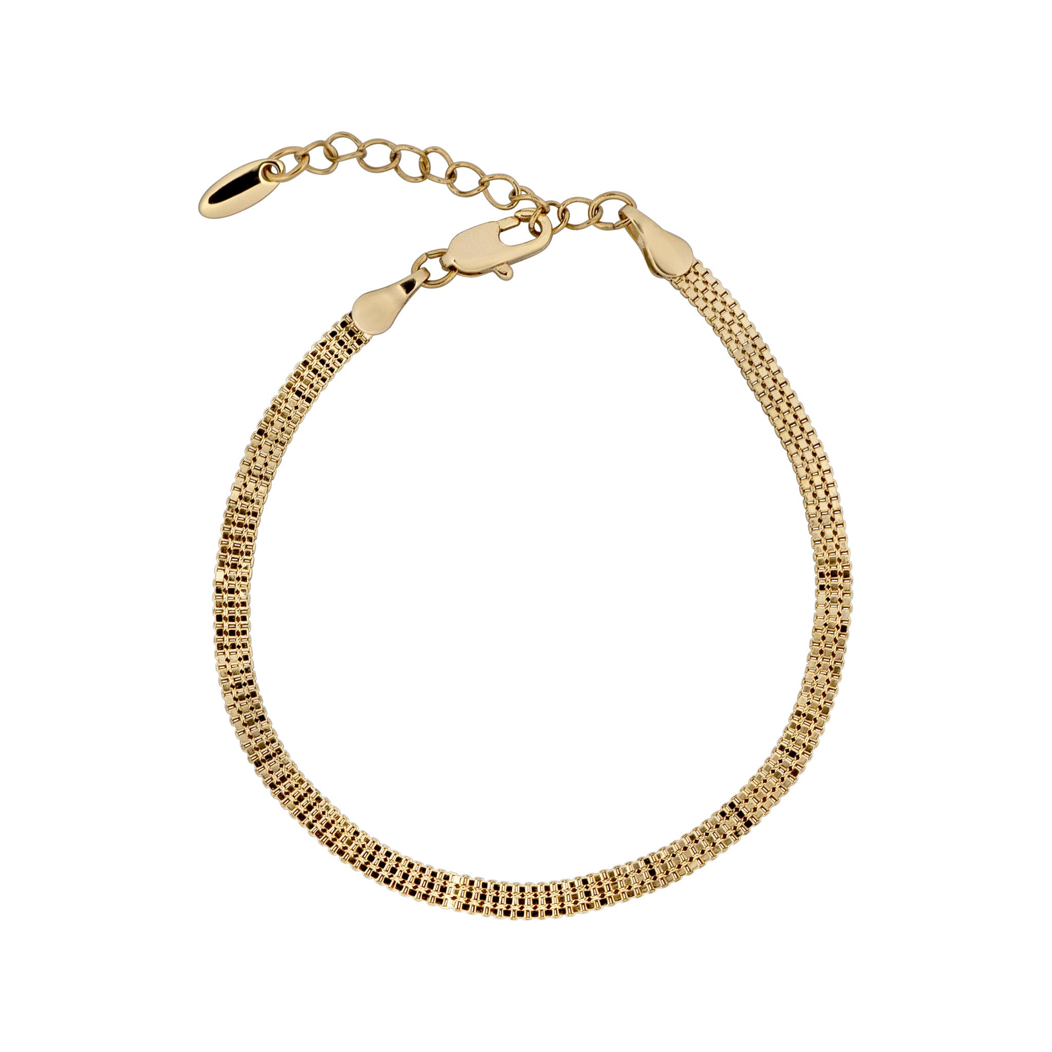 Gold bracelet on a white background