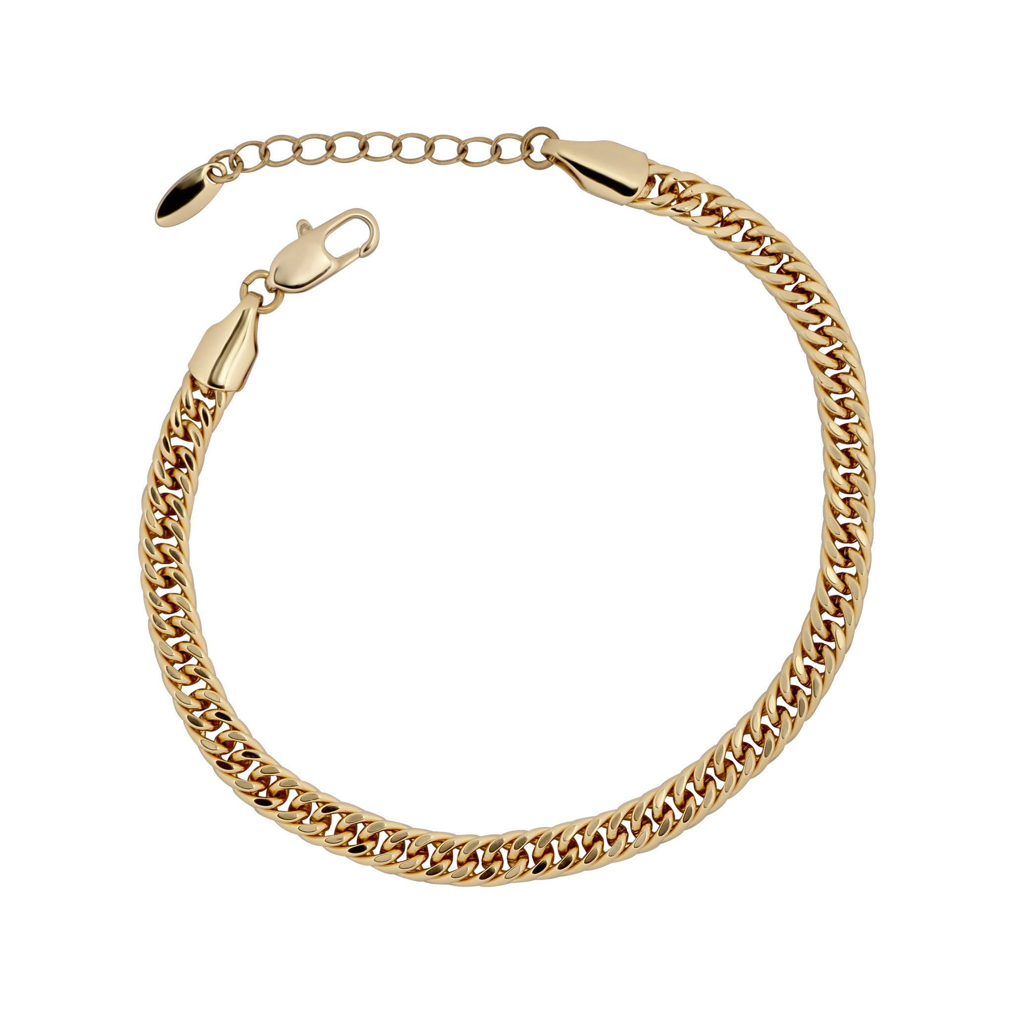 Gold chain bracelet on a white background