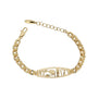 Gold bracelet with elephant design on a white background