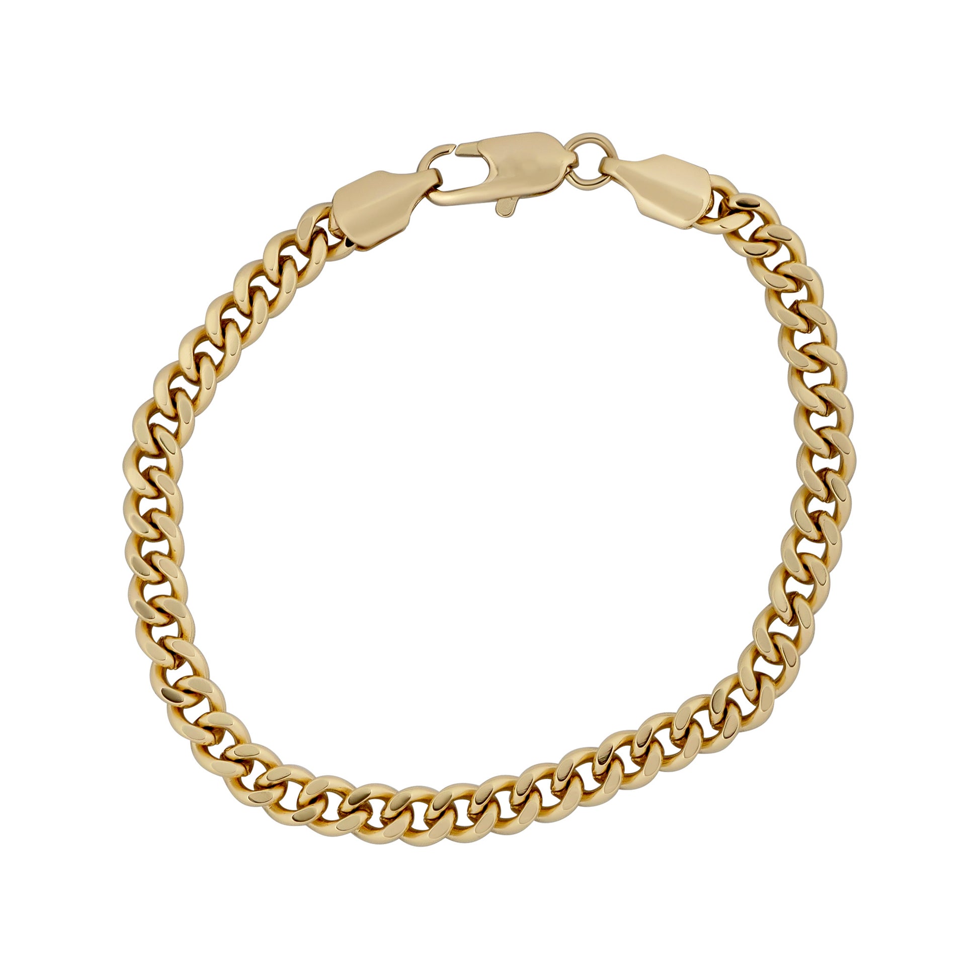 Gold chain bracelet on a white background