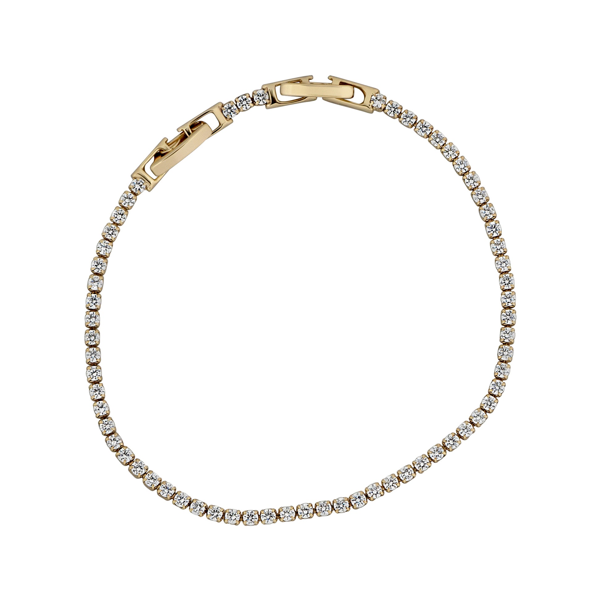 Gold bracelet with diamond accents on a white background
