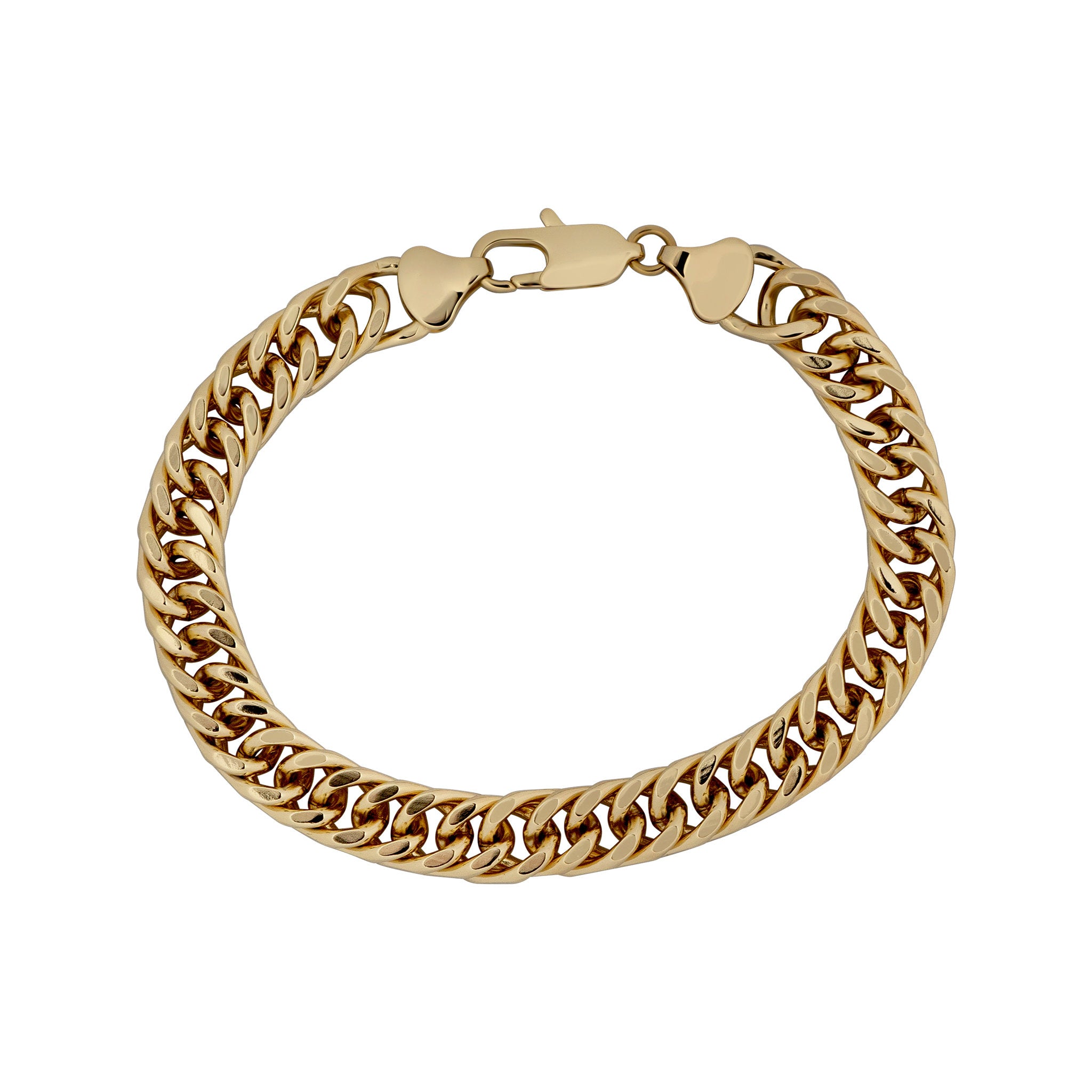 Gold chain bracelet on a white background