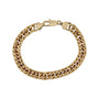 Gold chain bracelet on a white background