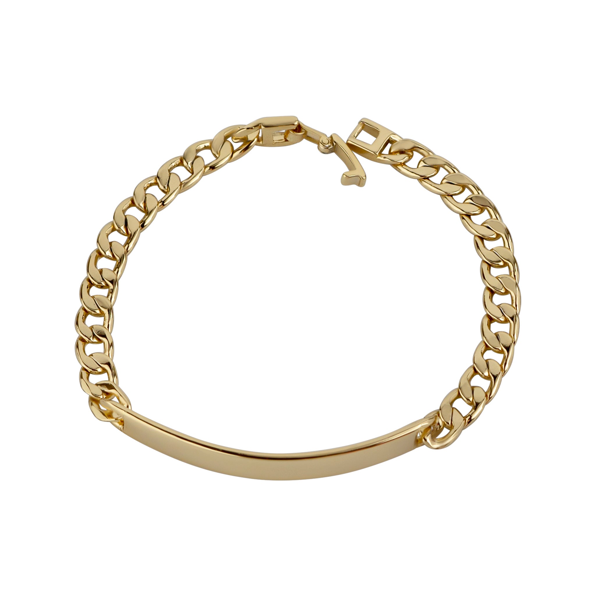 Gold chain bracelet on a white background