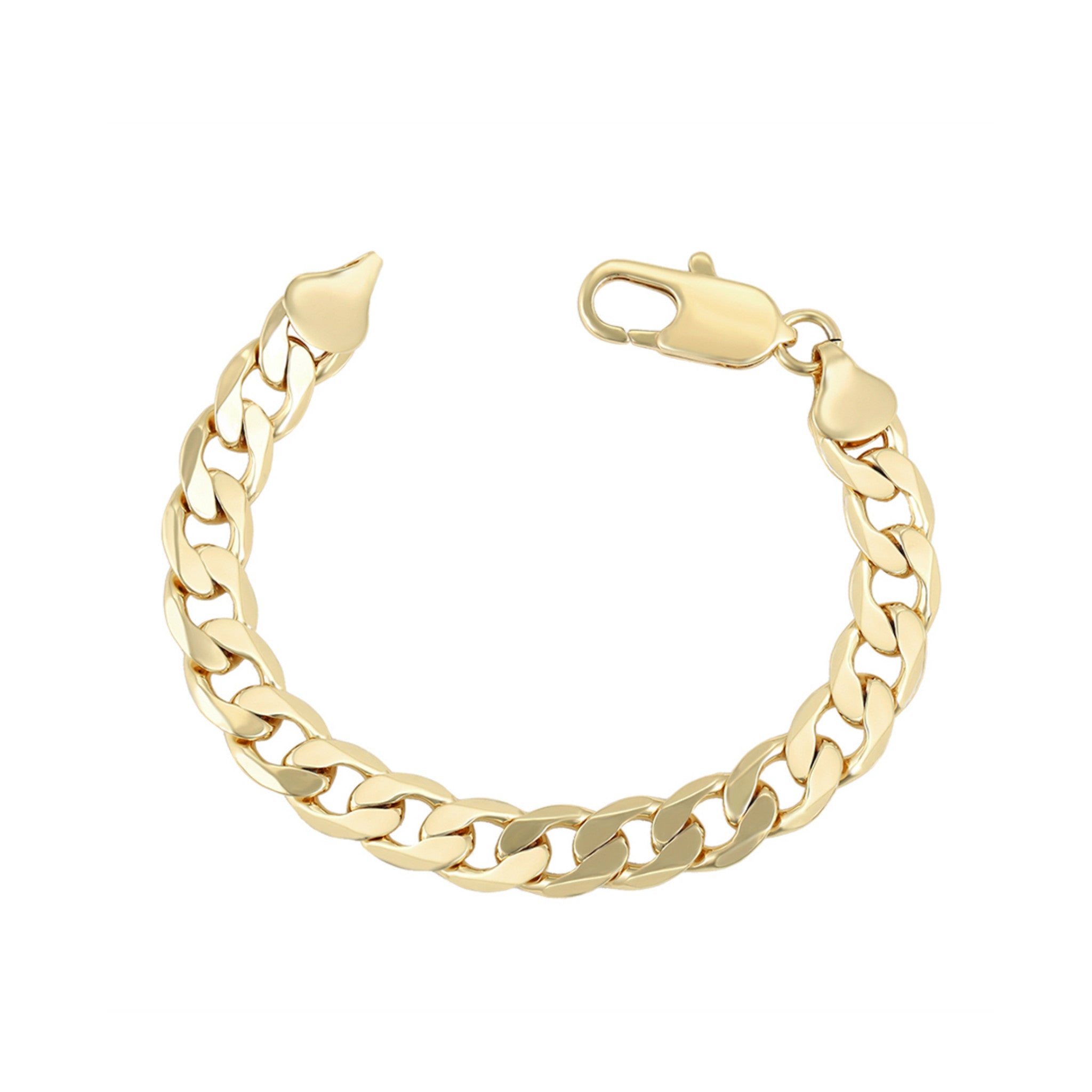 Gold chain bracelet on a white background