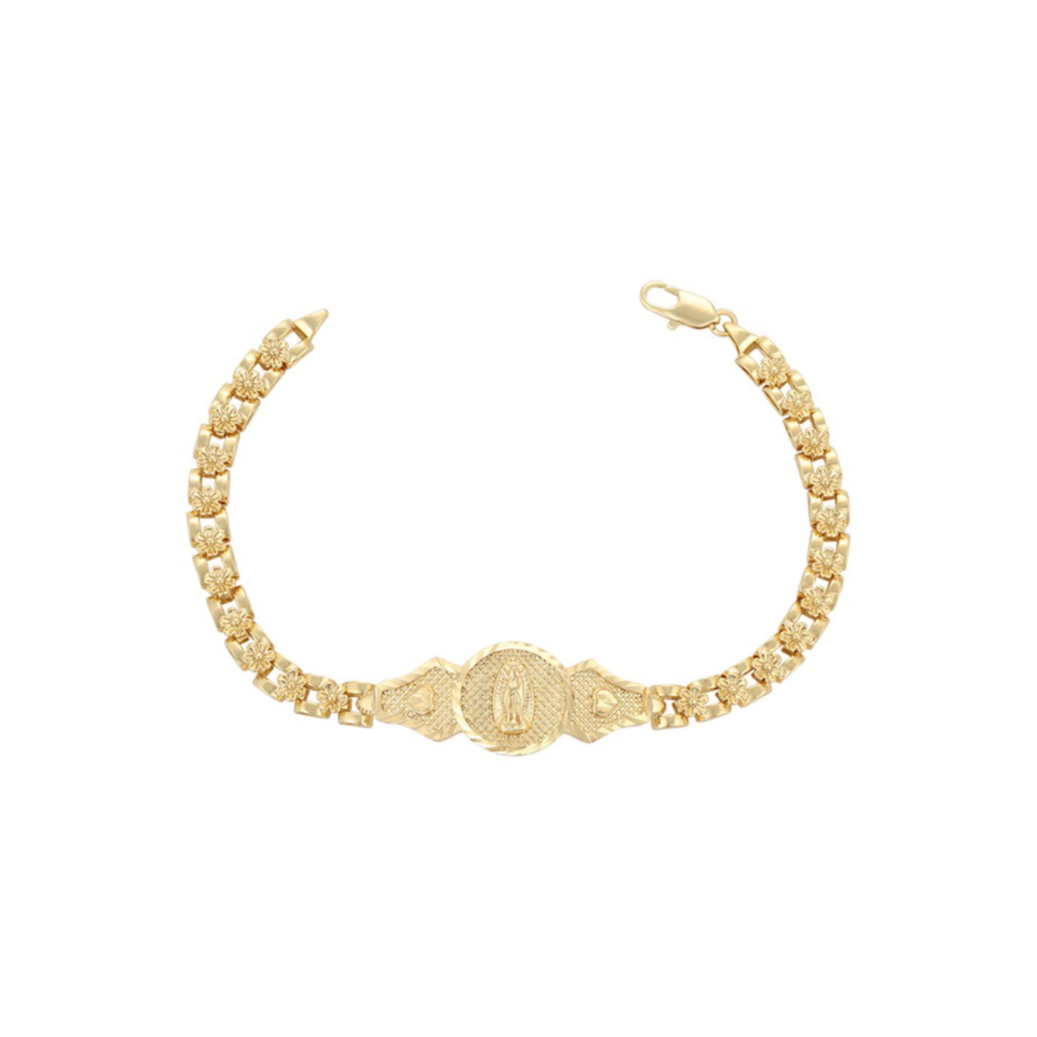 Gold bracelet on a white background