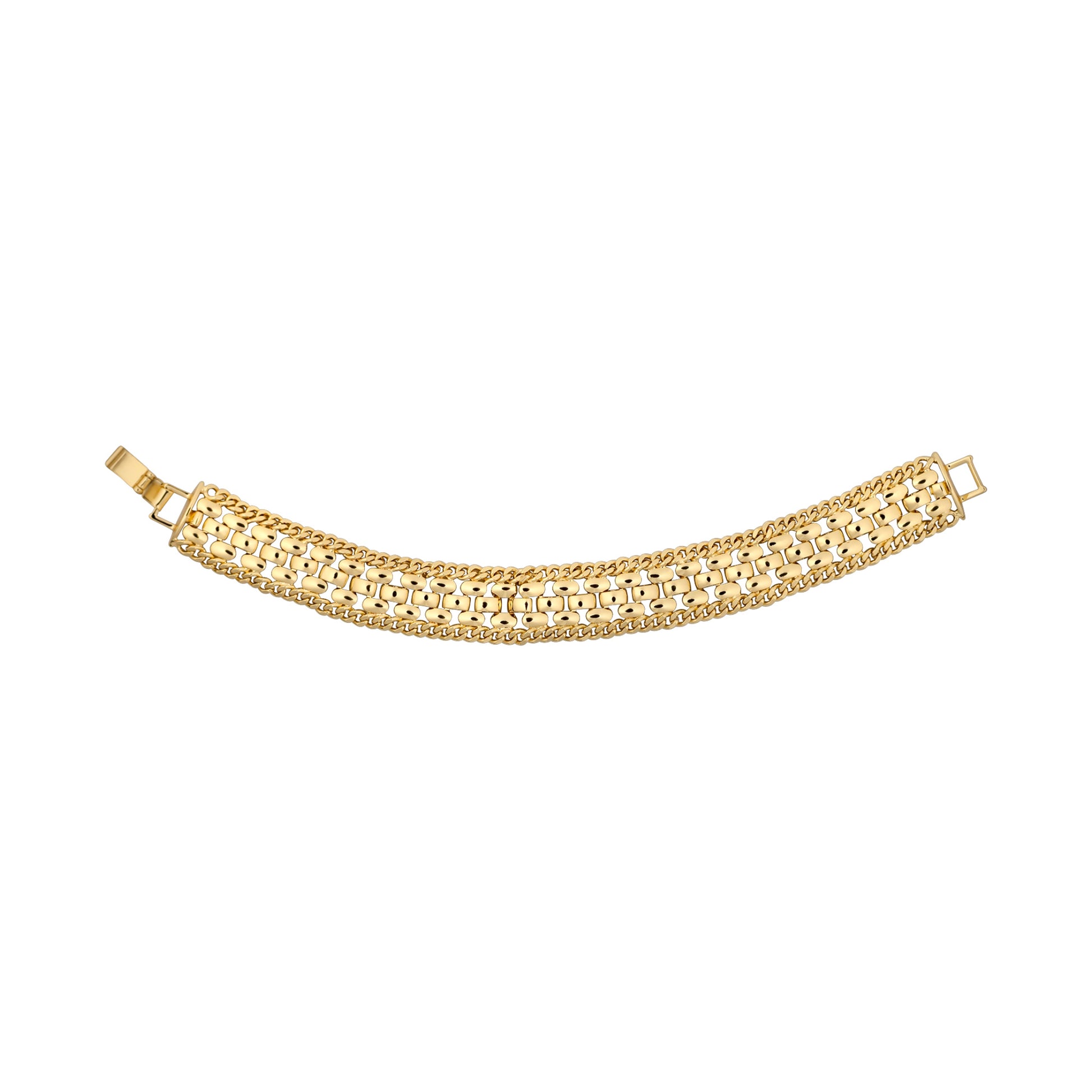 Gold bracelet on a white background