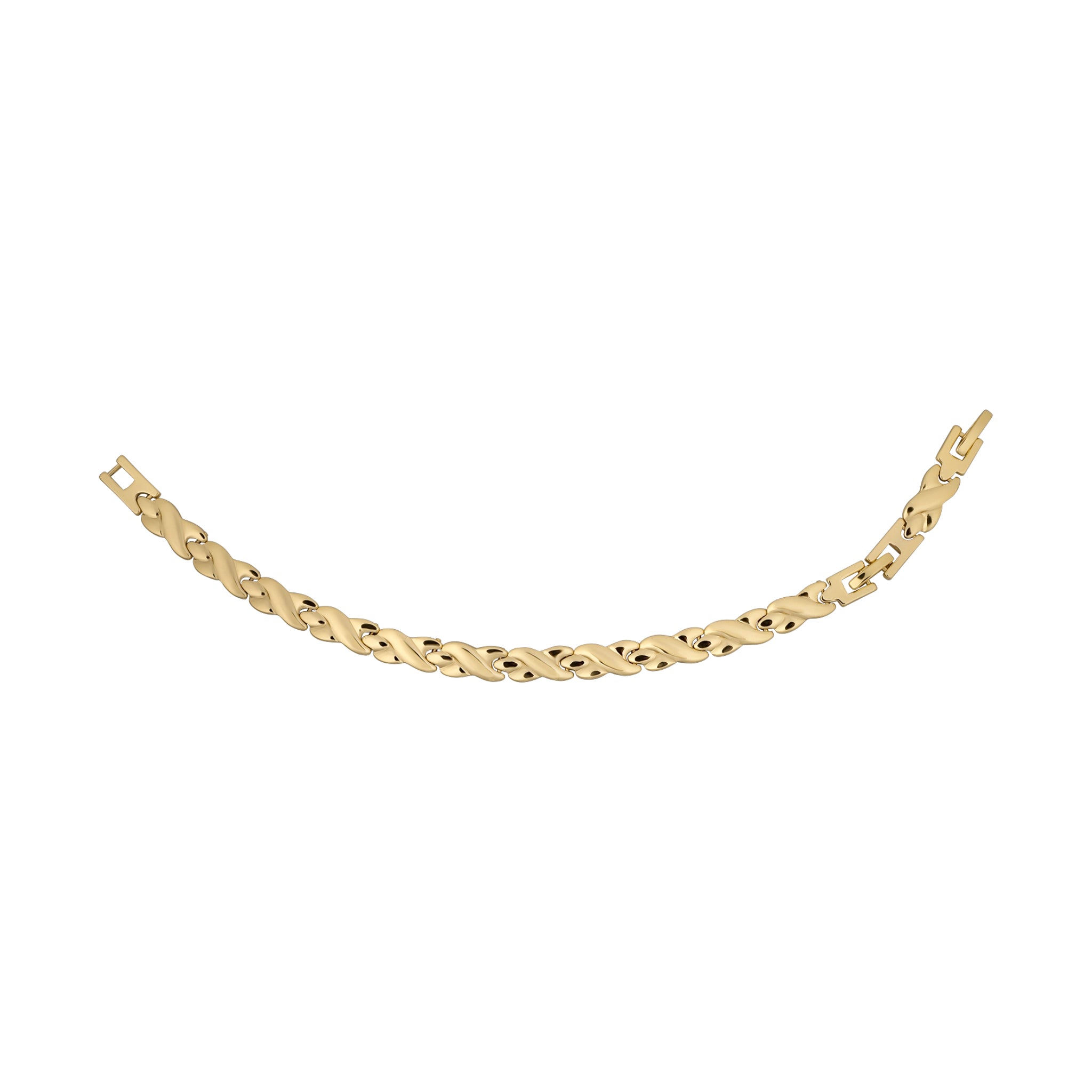 Gold chain necklace on a white background
