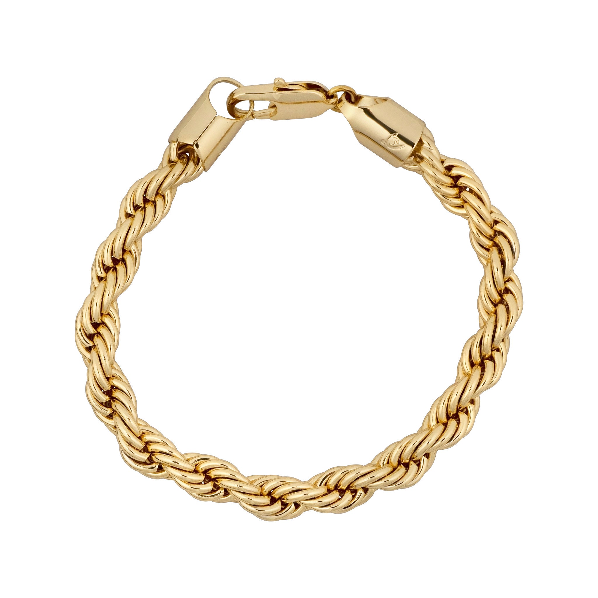 Gold braided bracelet on a white background