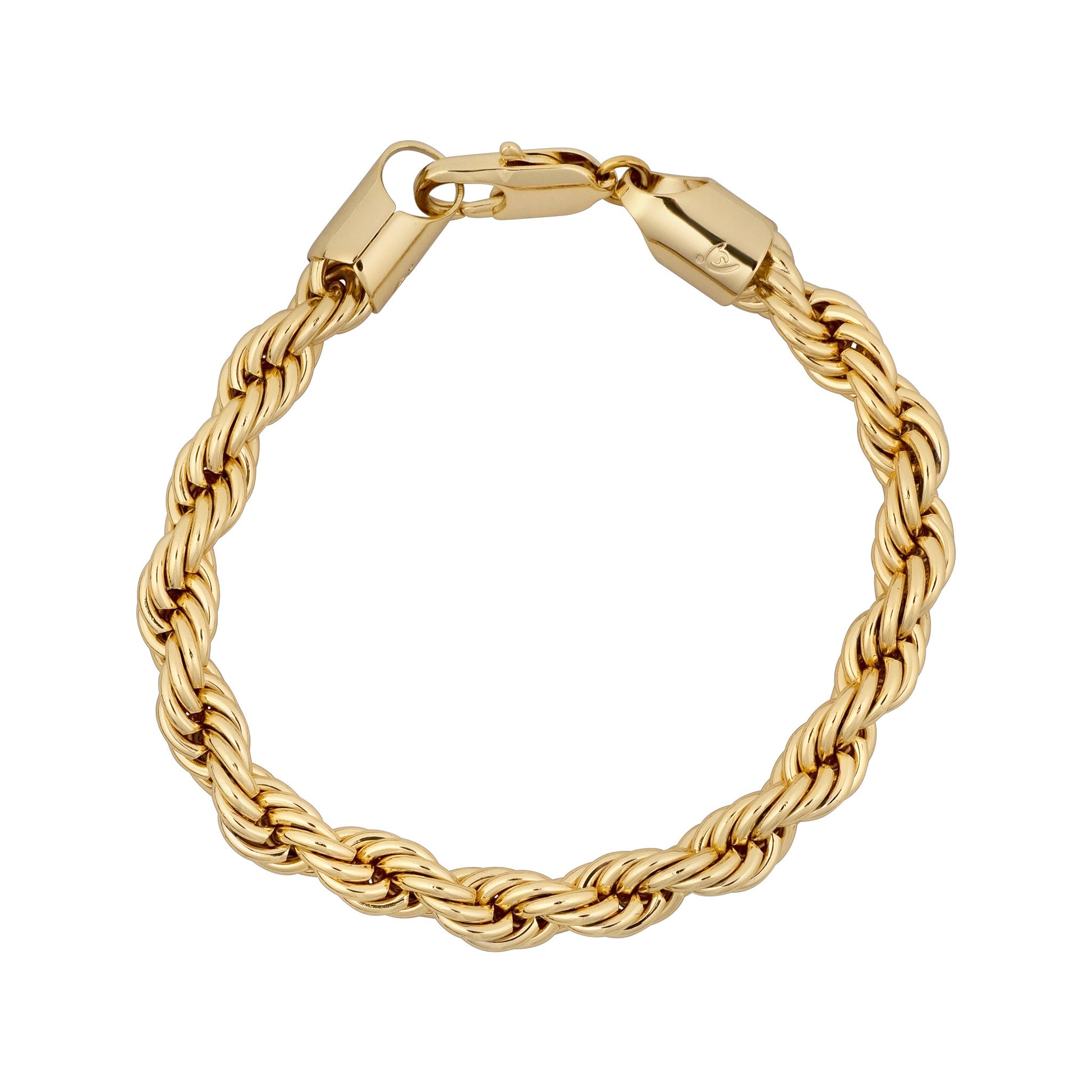 Gold braided bracelet on a white background