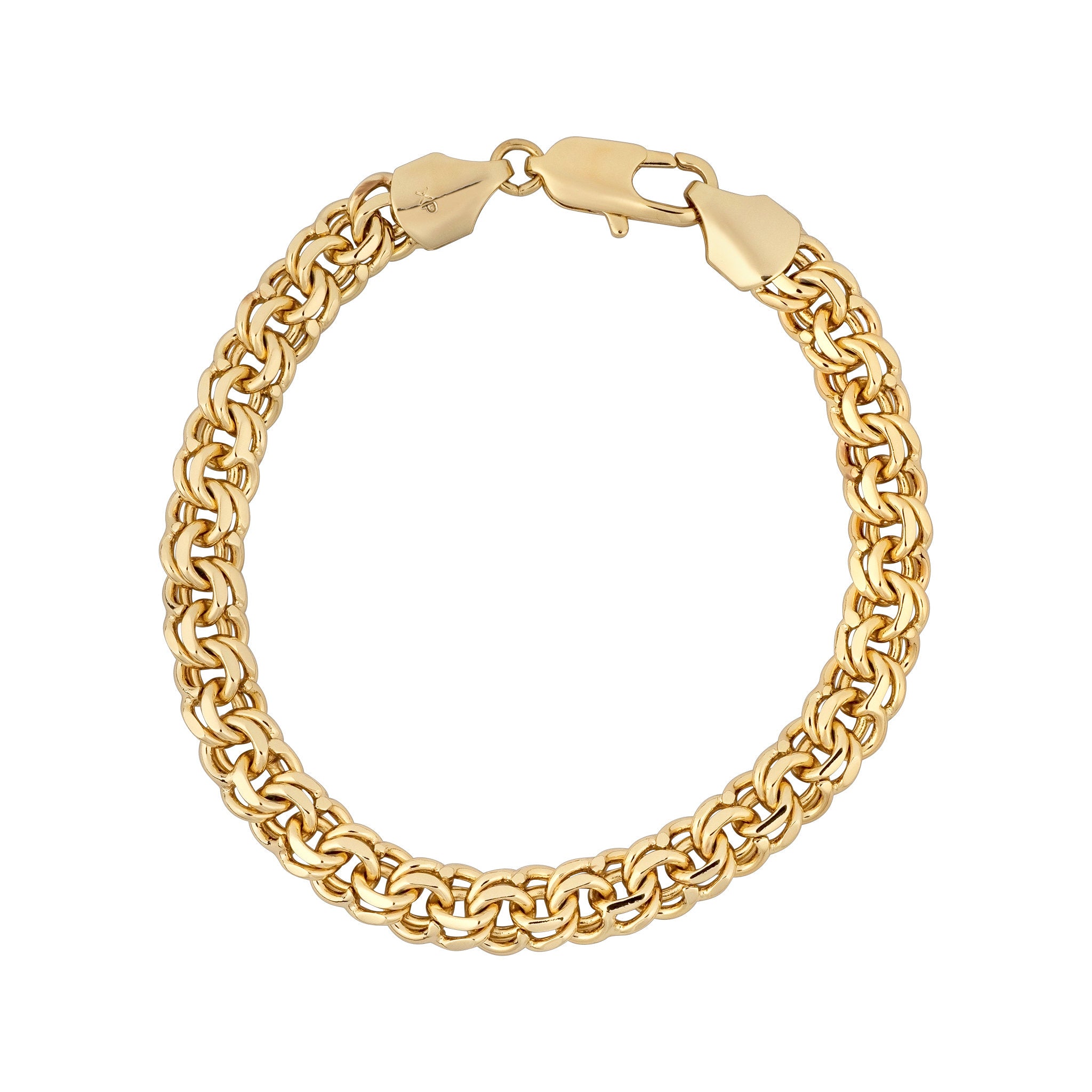 Gold chain bracelet on a white background