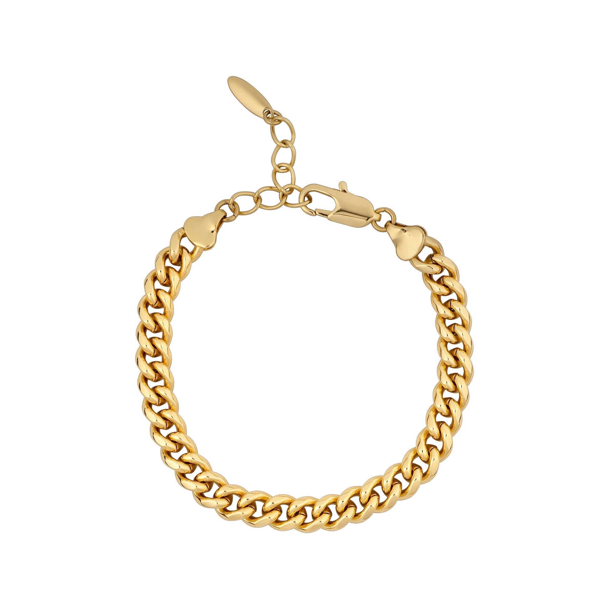 Gold chain bracelet on a white background