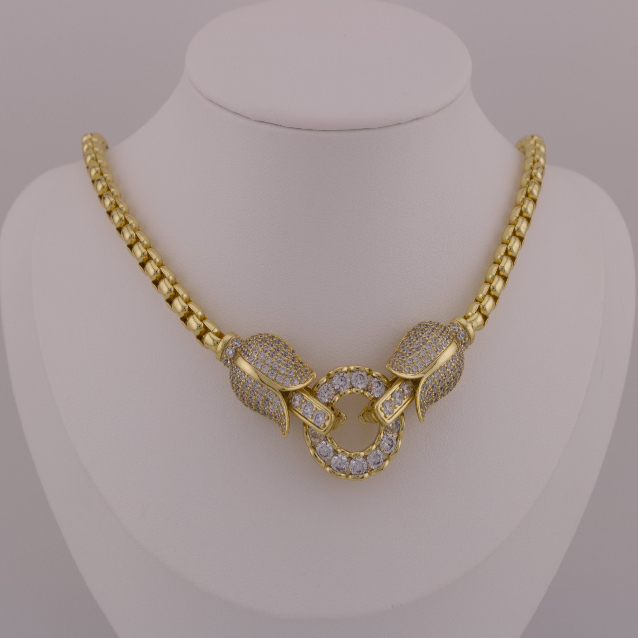 Elegant Crystal Leaf Choker - 14K Gold-Plated