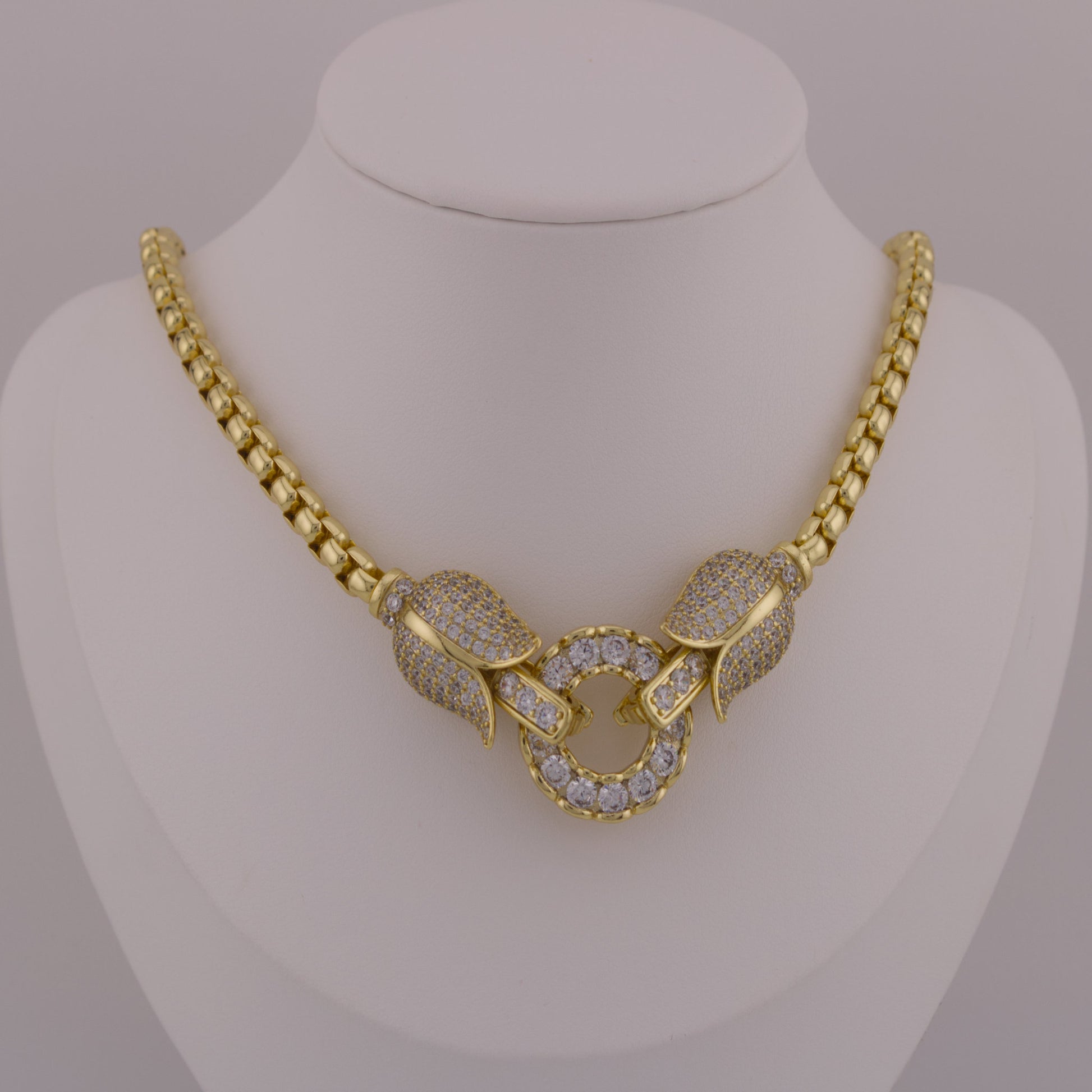 Elegant Crystal Leaf Choker - 14K Gold-Plated