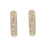 Gold hoop earrings with diamond accents on a white background