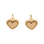 Gold heart-shaped earrings on a white background