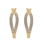 Gold earrings with diamond accents on a white background