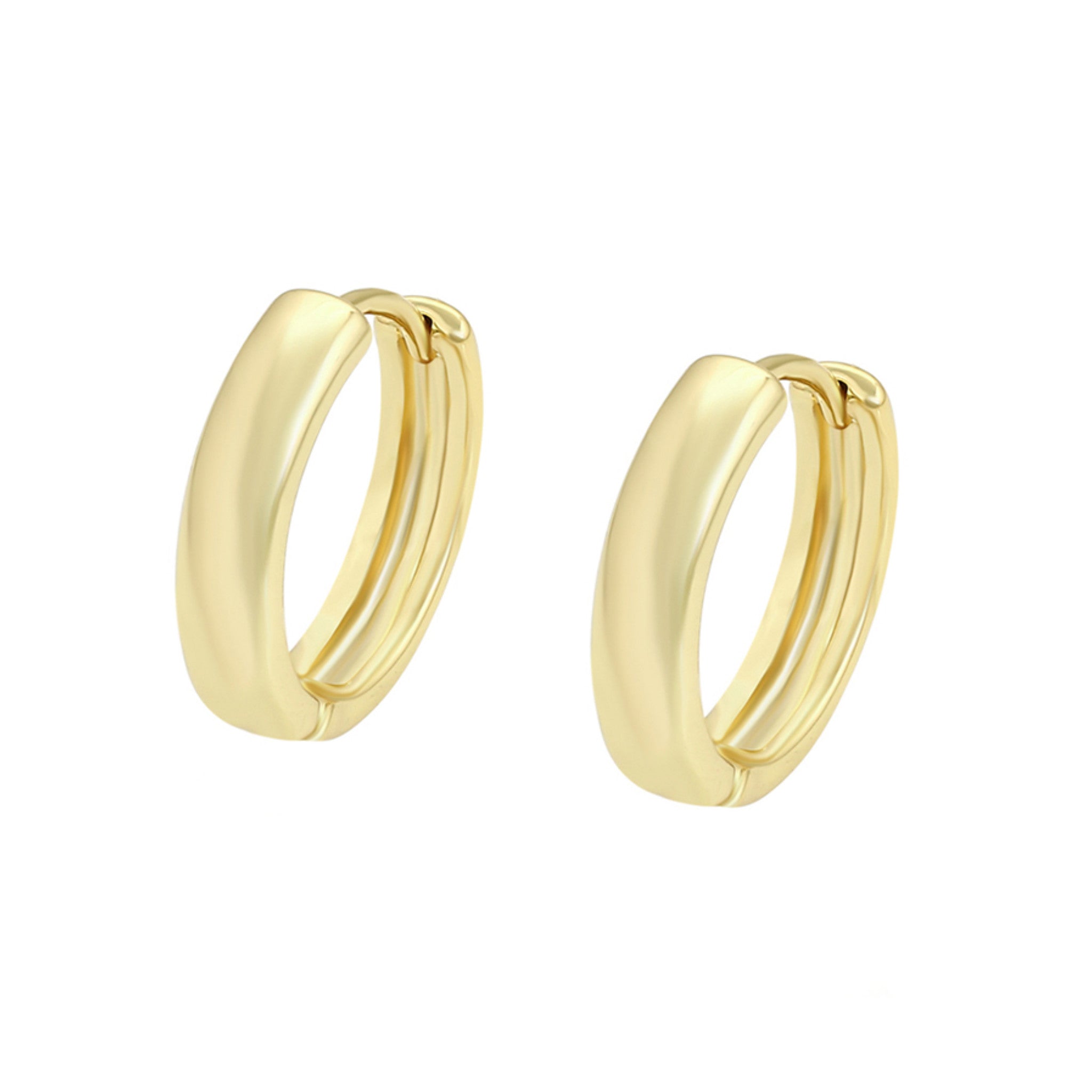 Gold hoop earrings on a white background