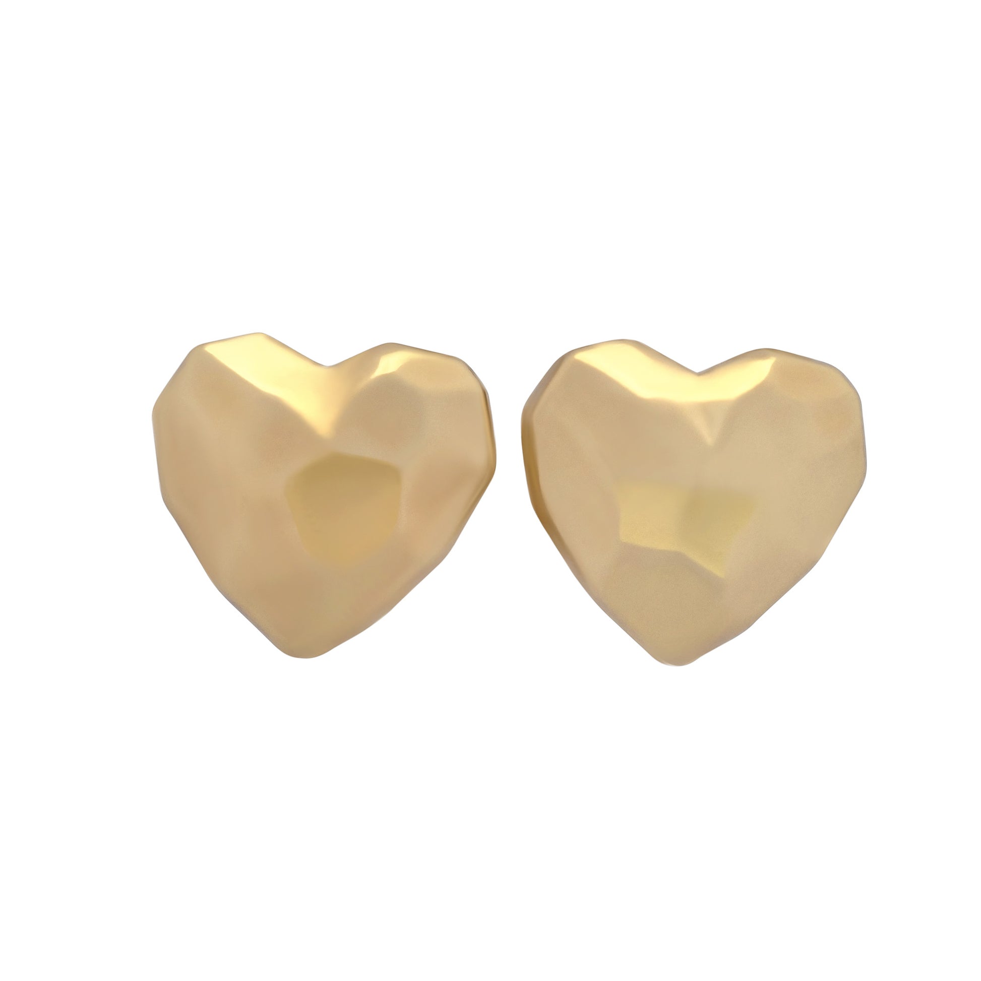 Gold heart-shaped earrings on a white background