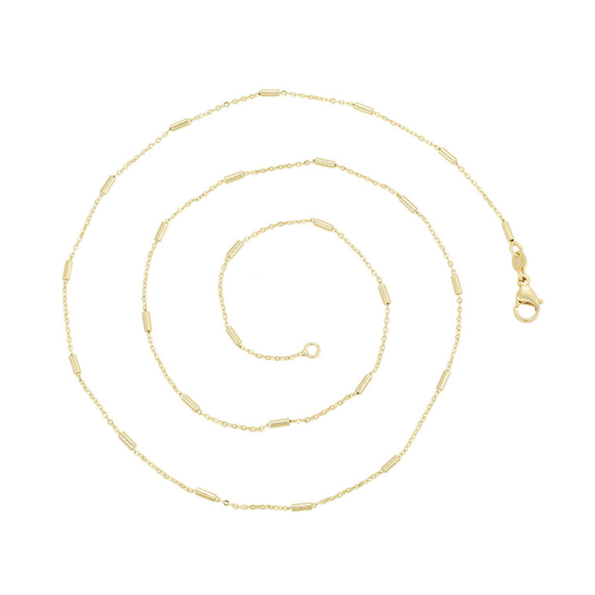 Gold chain necklace on a white background