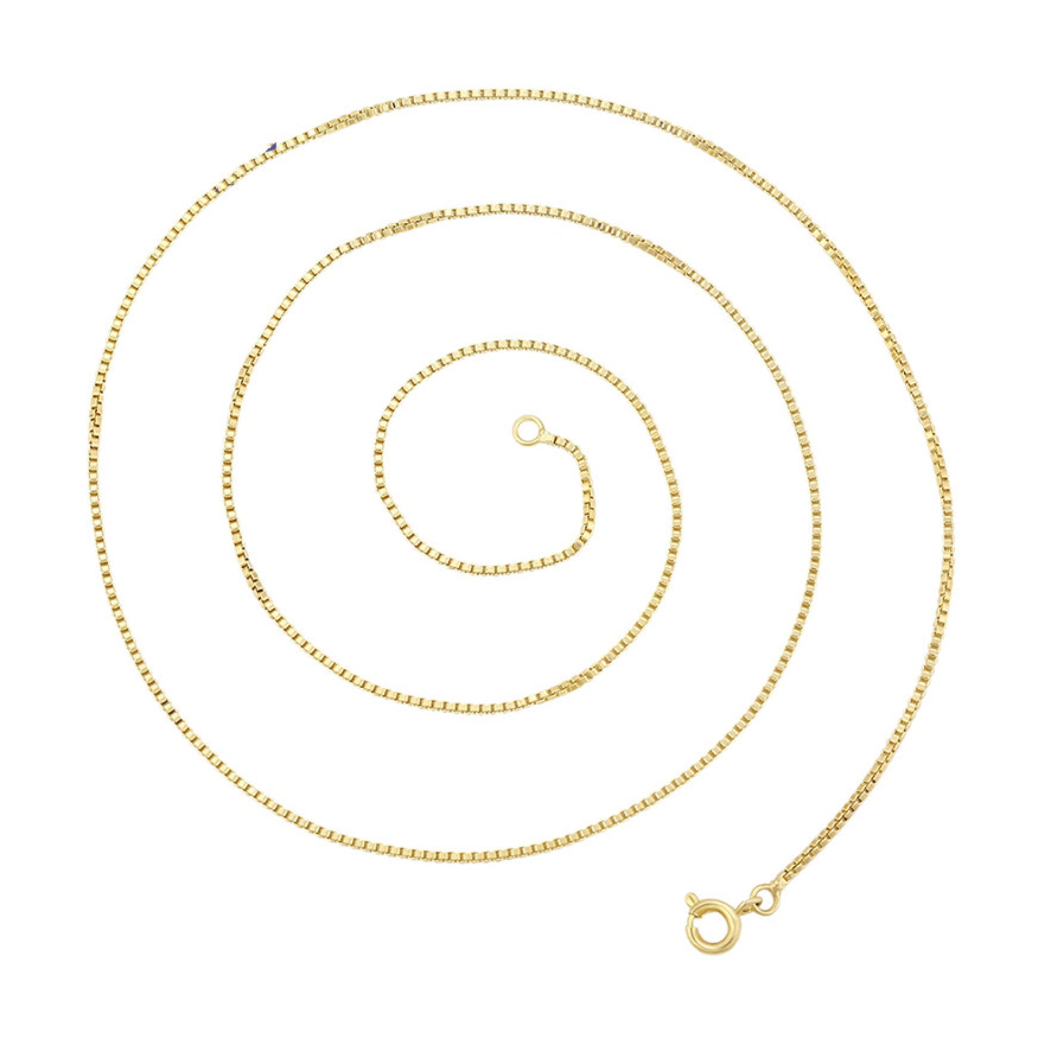 Gold chain necklace on a white background