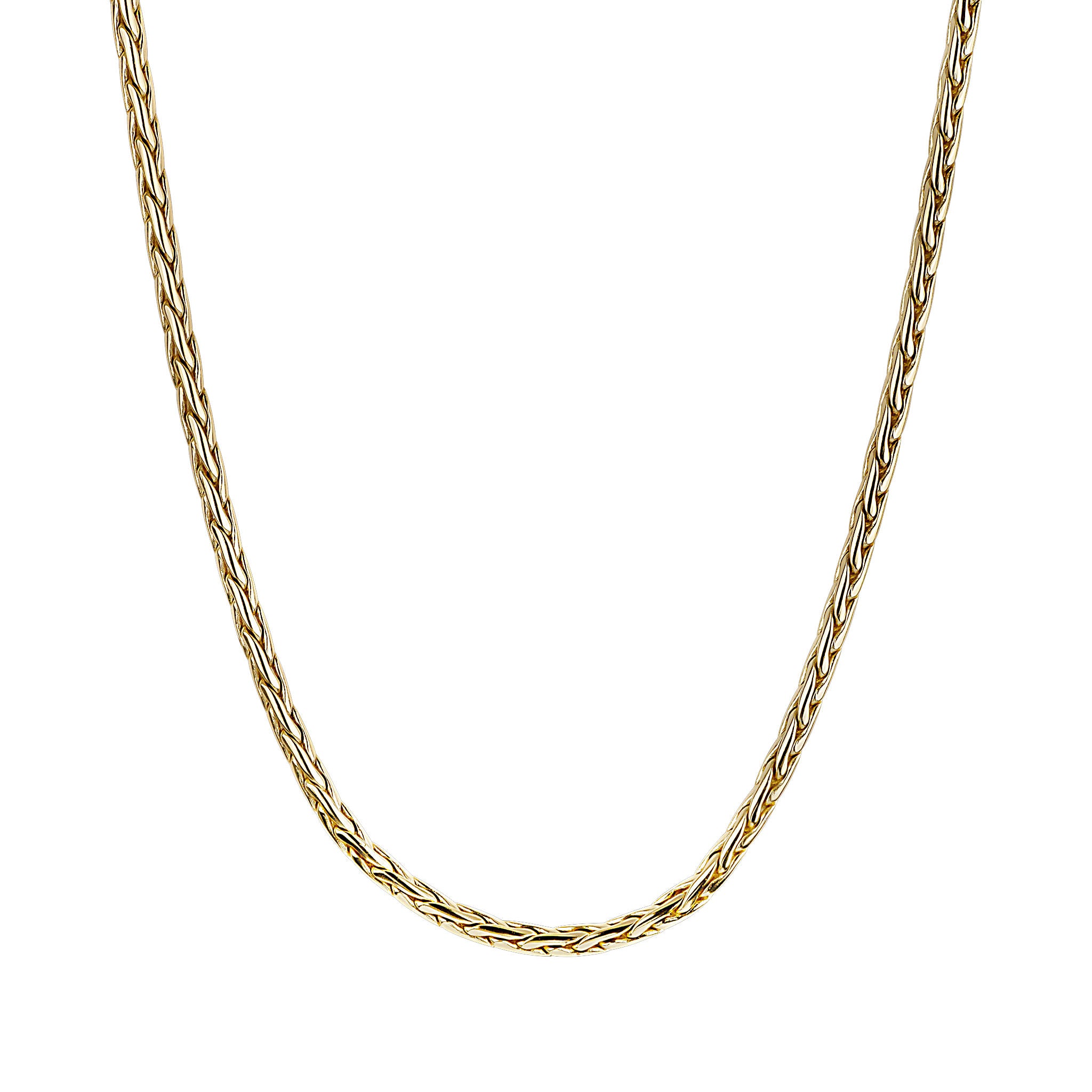 Gold chain necklace on a white background
