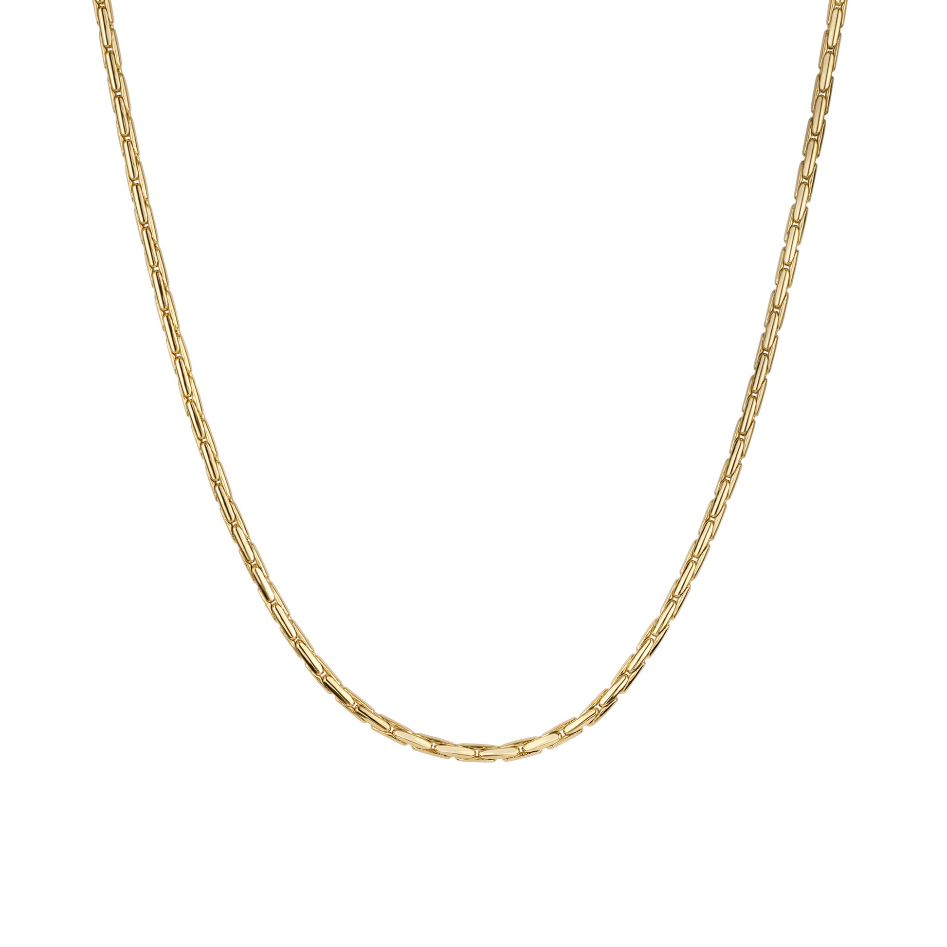 Gold chain necklace on a white background
