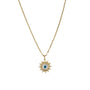 Gold necklace with a star-shaped pendant on a white background