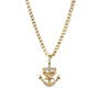 Gold necklace with an anchor and eagle pendant on a white background