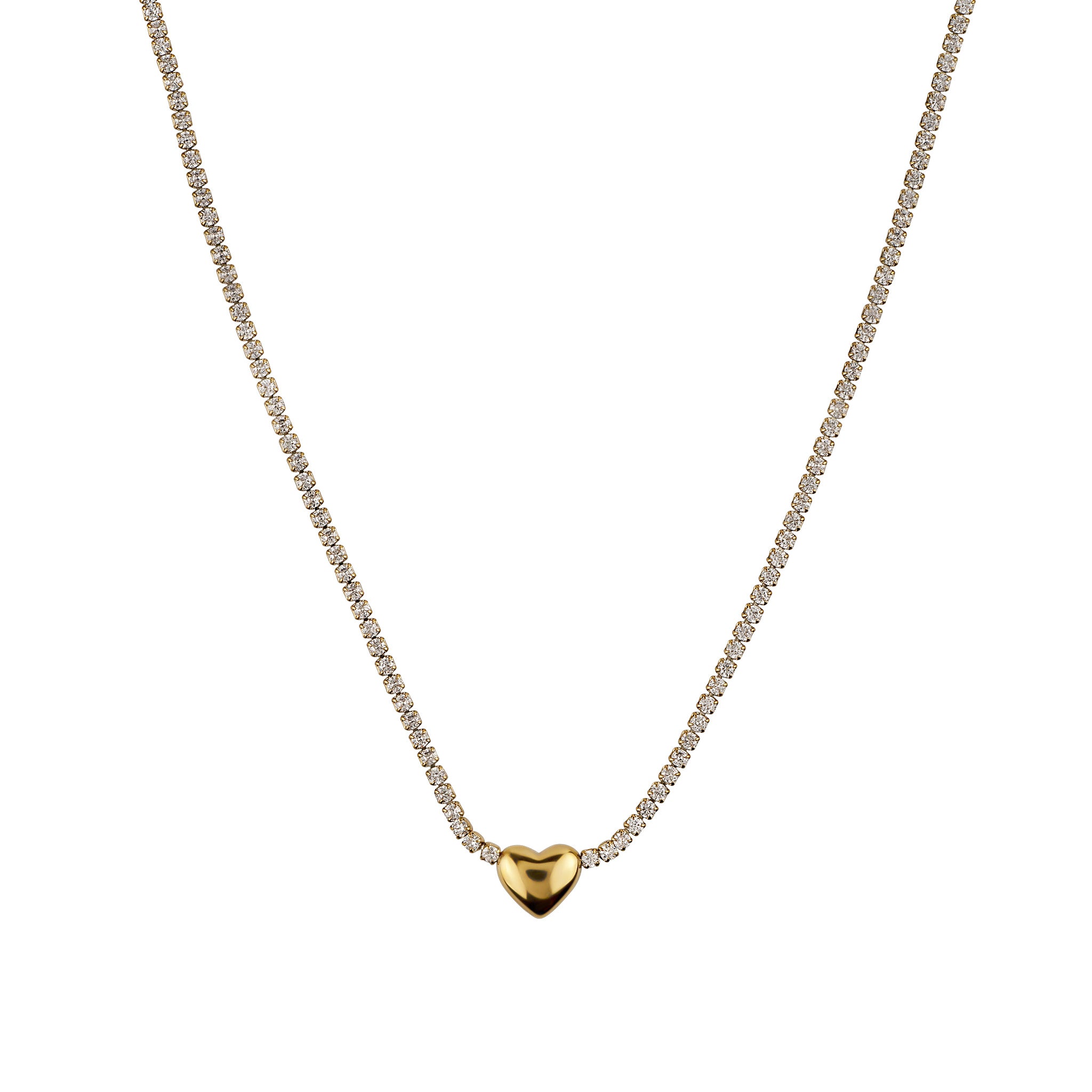 Necklace with a gold heart pendant on a white background