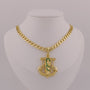 Gold chain necklace with an anchor pendant on a mannequin neck.