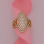 Gold and diamond ring on a pink ribbon
