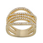 Gold ring with diamond accents on a white background