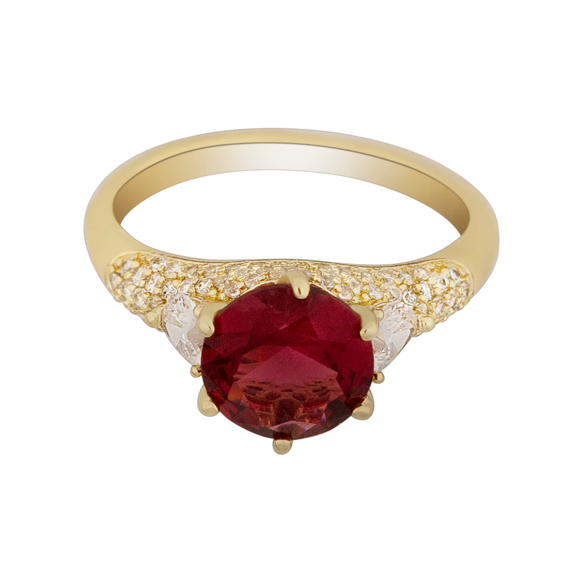Ruby Birthstone Ring - 14K Gold-Plated