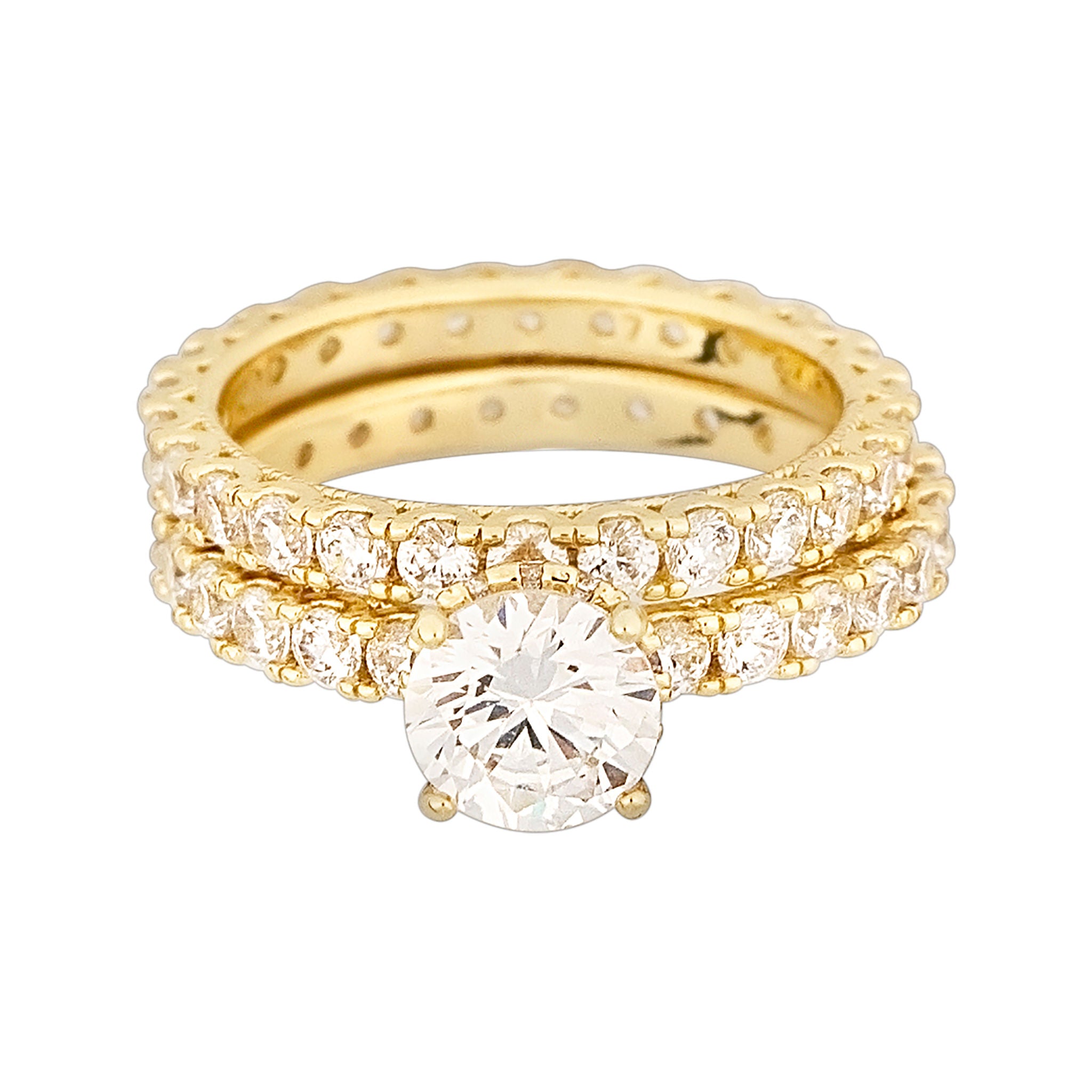Gold ring with diamond on a white background